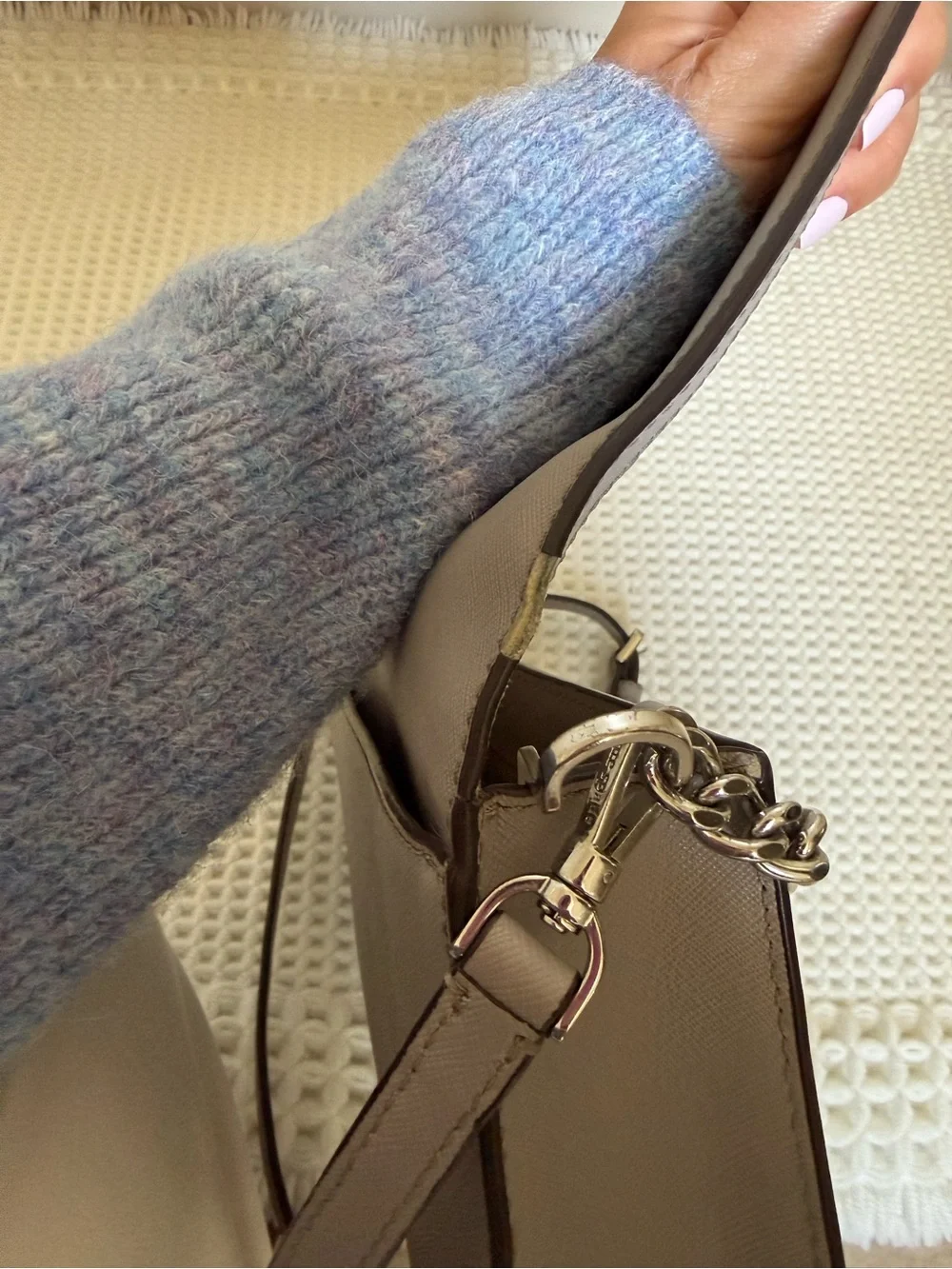 kate spade gray Saffiano Chain-Accent Crossbody